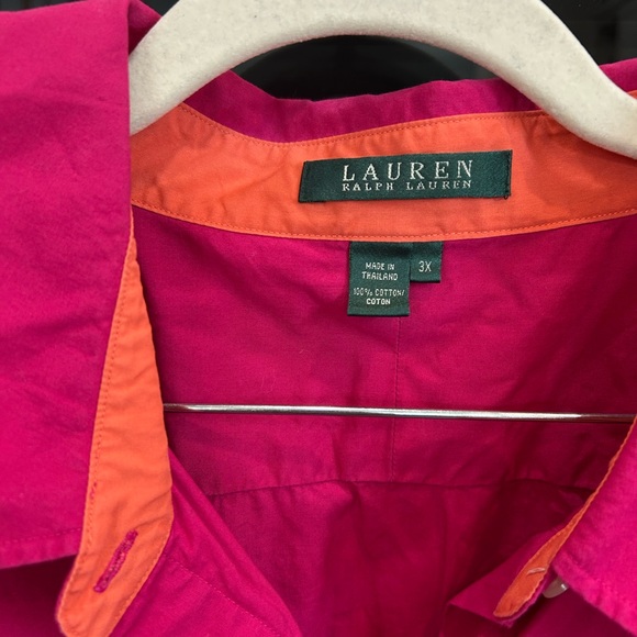 Lauren Ralph Lauren Hot Pink Shirt with orange logo size 3X GUC - Picture 2 of 4